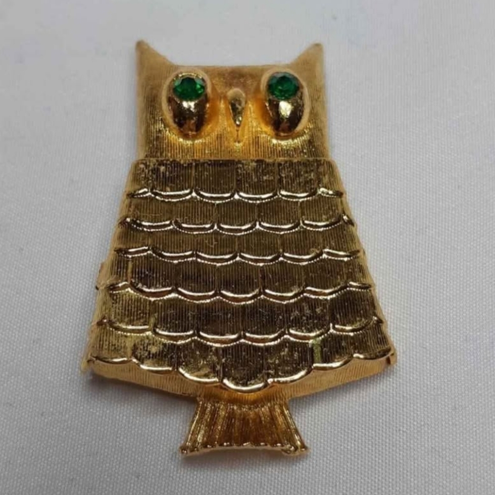 Golden Owl Locket Brooch